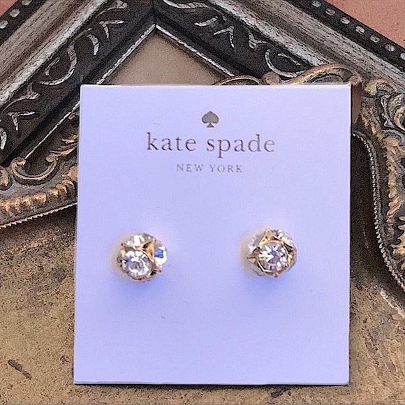 KATE SPADE • Lady Marmalade Studs Crystal Gold Earrings - Picture 6 of 6